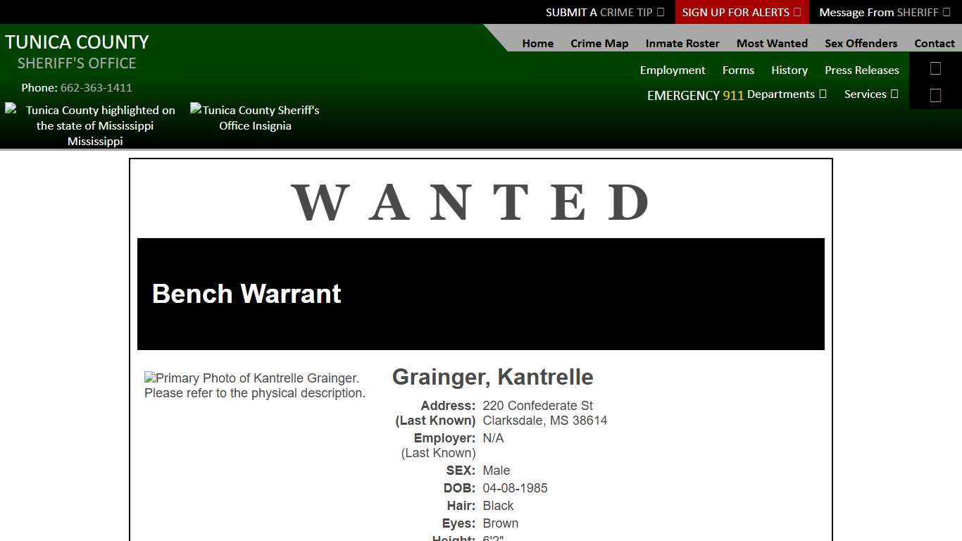 View Most Wanted - Tunica County Sheriff's Office